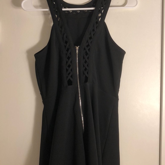 black skater dress with high cut out neck - Picture 2 of 2